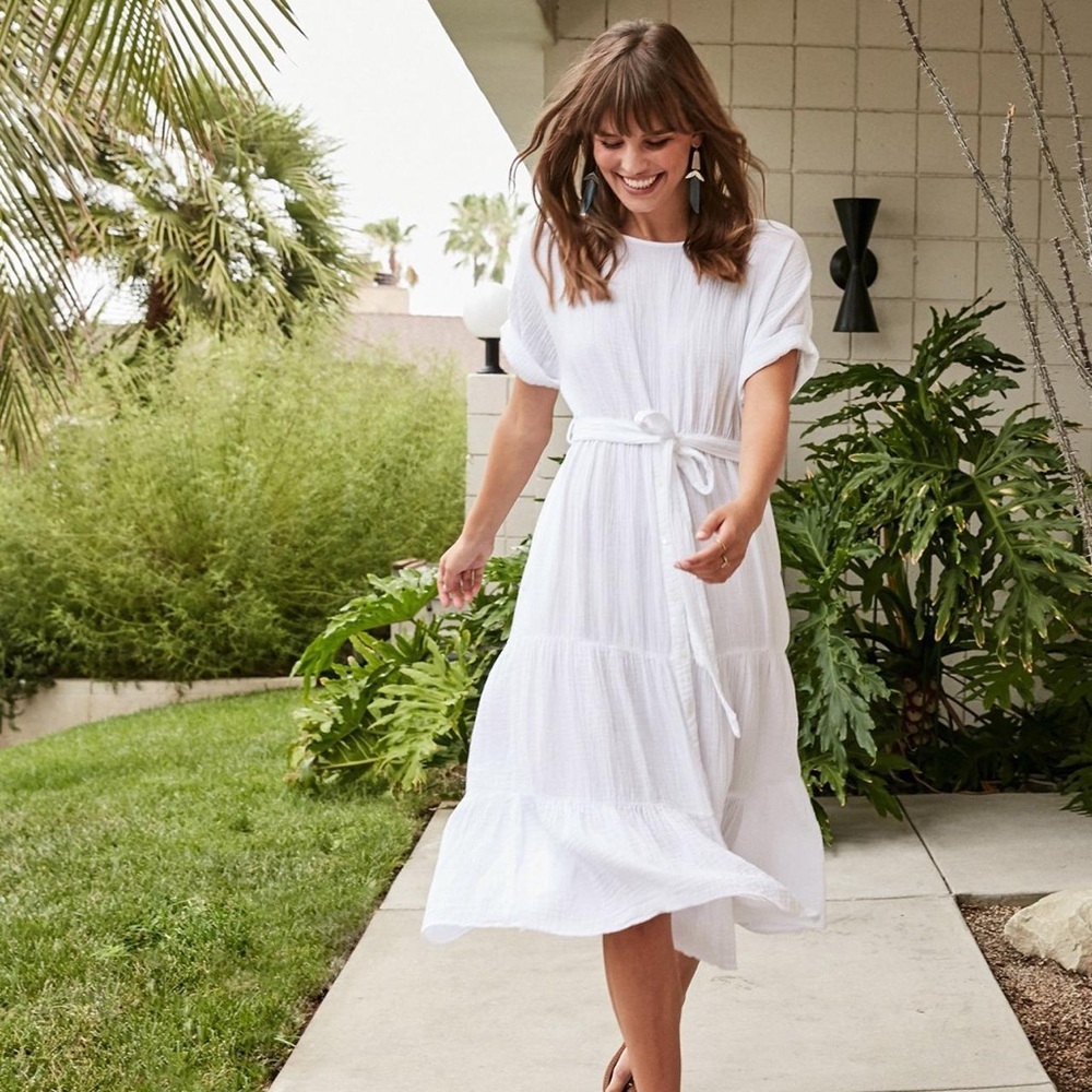 Xirena Aeryn Gauzy Cotton Midi Dress White Sz XS